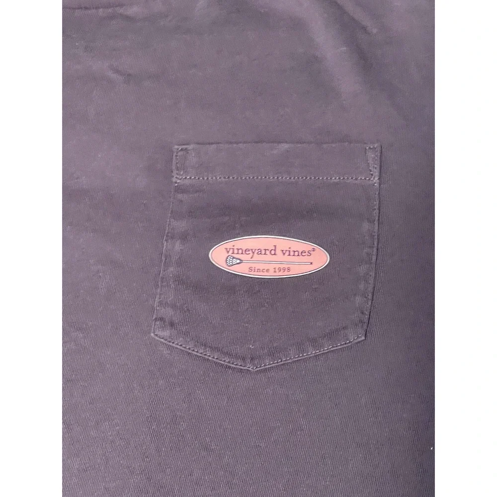 Vineyard Vines Boys T-Shirt Medium 18 Navy Logo Graphic Lacross Since 1998 *READ